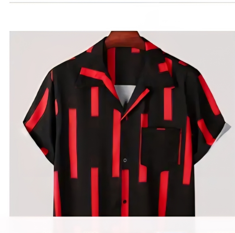 MEN HAWAIIAN CASUAL BUTTON DOWN FRONT SHIRTS IN CHOICE 3 COLORS SIZE 2XL/SIZE 44